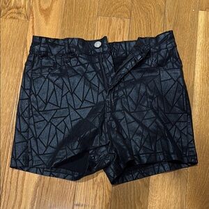 Coated black Geometric pattern Black Women's Shorts